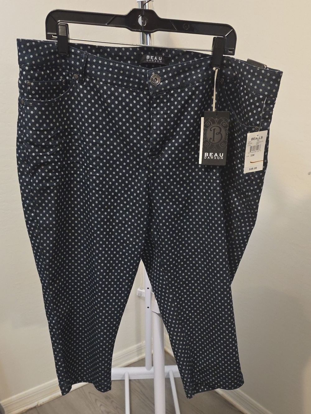 Beau Dawson Navy Polka Dot Capris